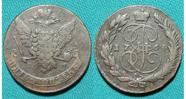 5 копеек 1764 ММ